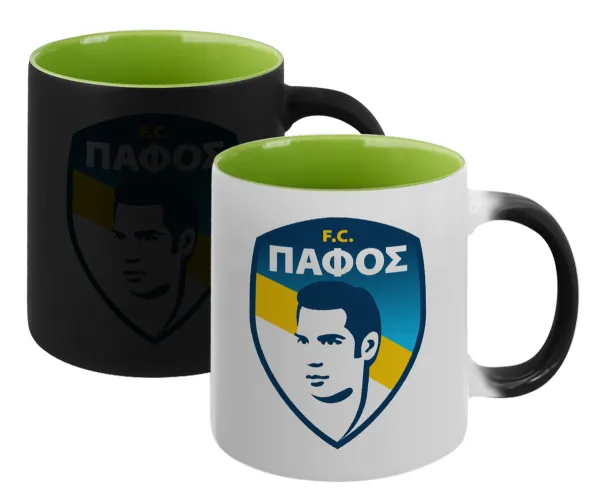 Πάφος FC — Magic mug with green interior, ceramic, 330ml, changes colour with hot drinks