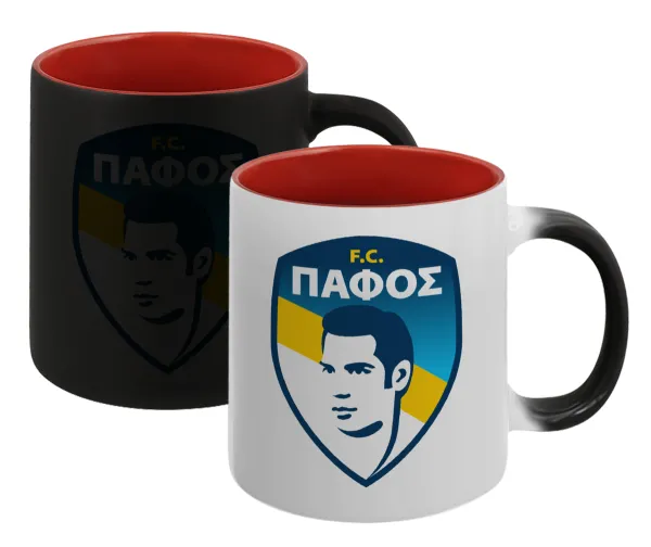 Πάφος FC — Κούπα Μαγική εσωτερικό κόκκινο, κεραμική, 330ml που αλλάζει χρώμα με το ζεστό ρόφημα