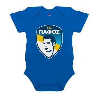 Πάφος FC, Βρεφικό φορμάκι μωρού, Μπλε Κοβαλτίου, 100% Organic Cotton, κοντομάνικο