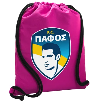 Πάφος FC, Backpack pouch GYMBAG Fuchsia, with pocket (40x48cm) & thick cords