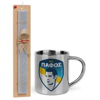 Πάφος FC, Πασχαλινή Λαμπάδα με μεταλλική κούπα θερμό (300ml) & κερί αρωματικό πλακέ (30cm) (ΓΚΡΙ)