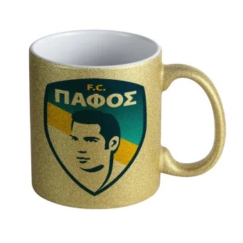 Πάφος FC, Κούπα Χρυσή Glitter που γυαλίζει, κεραμική, 330ml