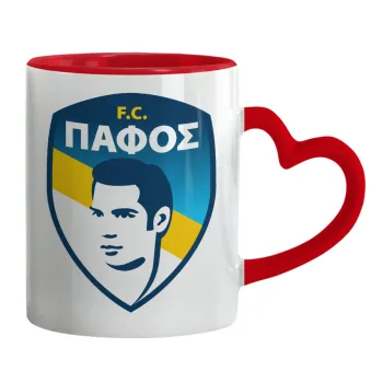 Πάφος FC, Mug heart red handle, ceramic, 330ml