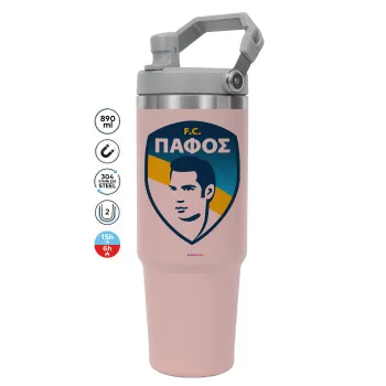 Πάφος FC, Pink color, 890ml (30oz) stainless Steel Tumbler with Handle