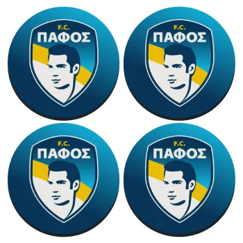 Πάφος FC, SET of 4 round wooden coasters (9cm)