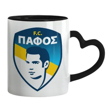 Πάφος FC, Κούπα καρδιά χερούλι μαύρη, κεραμική, 330ml