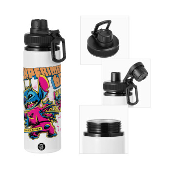 Stitch Experiment 626, Μεταλλικό παγούρι νερού με καπάκι ασφαλείας, αλουμινίου 850ml