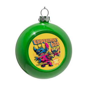 Stitch Experiment 626, Στολίδι Χριστουγεννιάτικη μπάλα δένδρου Πράσινο 8cm