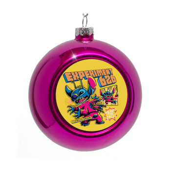 Stitch Experiment 626, Στολίδι Χριστουγεννιάτικη μπάλα δένδρου Μωβ 8cm