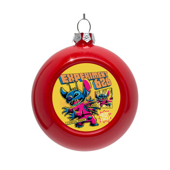 Stitch Experiment 626, Στολίδι Χριστουγεννιάτικη μπάλα δένδρου Κόκκινη 8cm