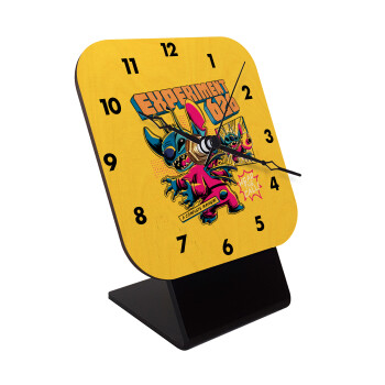 Stitch Experiment 626, Επιτραπέζιο ρολόι σε φυσικό ξύλο (10cm)