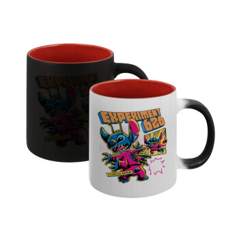 Stitch Experiment 626, Κούπα Μαγική εσωτερικό κόκκινο, κεραμική, 330ml που αλλάζει χρώμα με το ζεστό ρόφημα