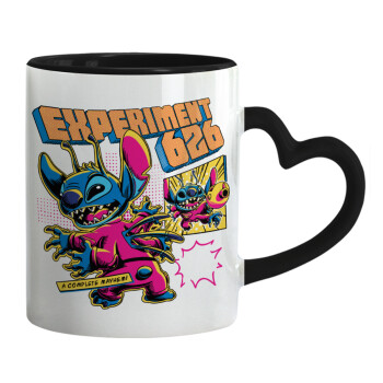 Stitch Experiment 626, Mug heart black handle, ceramic, 330ml