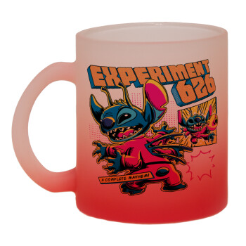 Stitch Experiment 626, Κούπα γυάλινη δίχρωμη με βάση το κόκκινο ματ, 330ml