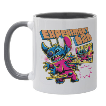Stitch Experiment 626, Κούπα χρωματιστή γκρι, κεραμική, 330ml