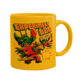 Stitch Experiment 626, Ceramic coffee mug yellow, 330ml