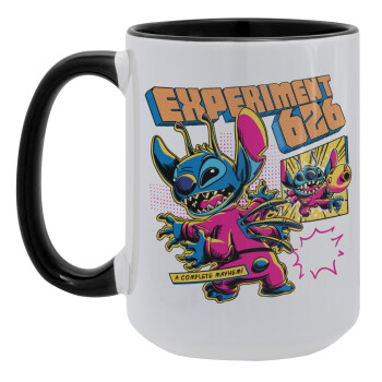 Stitch Experiment 626, Κούπα Mega 15oz, κεραμική Μαύρη, 450ml
