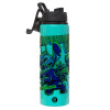 Metallic water bottle with safety lid, 850ml aluminum