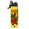 Metallic water bottle with safety lid, 850ml aluminum