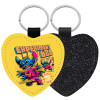 Μπρελόκ PU δερμάτινο glitter καρδιά ΜΑΥΡΟ