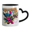 Mug heart black handle, ceramic, 330ml