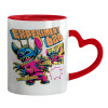 Mug heart red handle, ceramic, 330ml