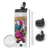 Travel Tumbler 2 Lids, with metal straw & cleaning brush (Stainless steel 304 Food grade, BPA free, 600ml)