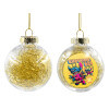 Transparent Christmas tree ball ornament with gold filling 8cm