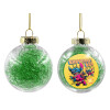 Transparent Christmas tree ball ornament with green filling 8cm