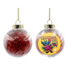 Transparent Christmas tree ball ornament with red filling 8cm