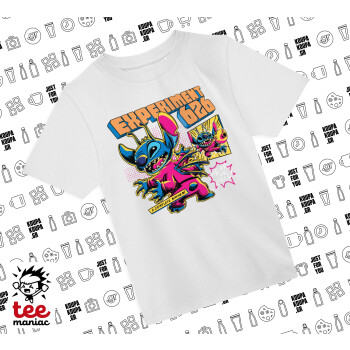 Stitch Experiment 626, Άνετο παιδικό T-Shirt ΛΕΥΚΟ από 100% βαμβάκι, για κάθε μέρα. Vegan & OEKO-TEX πιστοποιημένο.