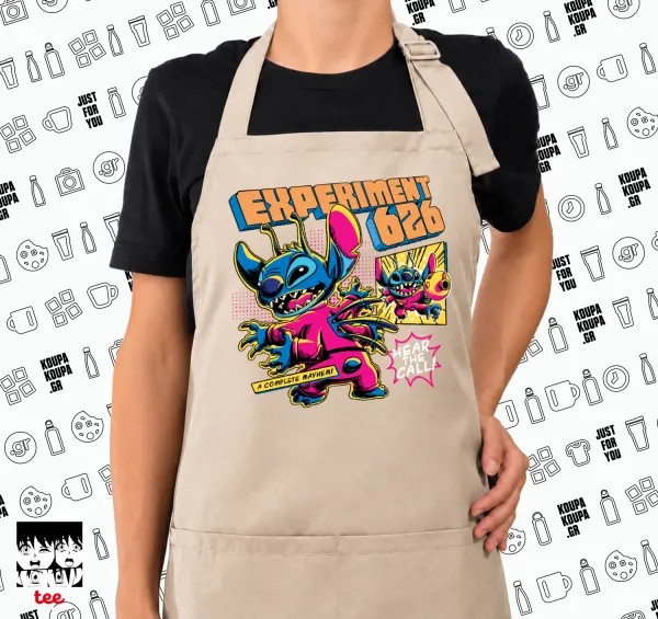 Stitch Experiment 626 — SAND long full-length chef's cooking apron with pockets (adult, sand, one size)