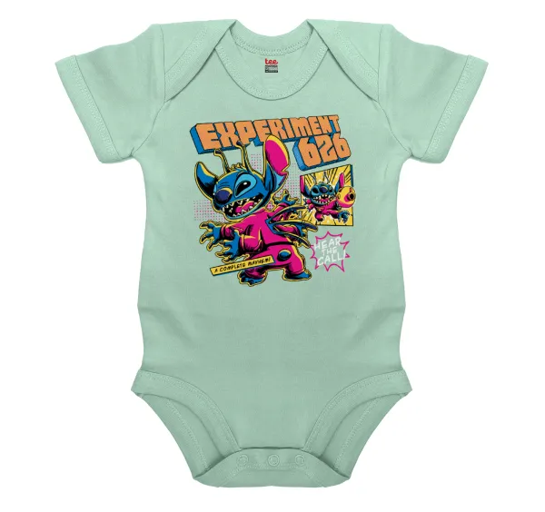 Stitch Experiment 626 — Short-sleeve baby bodysuit, 0-18 months, mint, 100% organic cotton