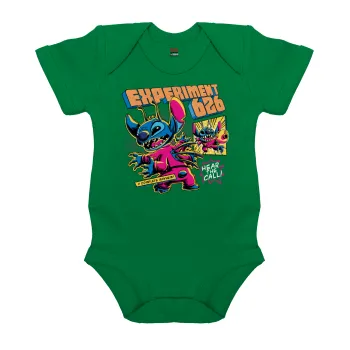 Stitch Experiment 626, Βρεφικό φορμάκι μωρού, ΠΡΑΣΙΝΟ, 100% Organic Cotton, κοντομάνικο