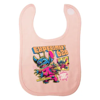 Stitch Experiment 626, Σαλιάρα με Σκρατς ΡΟΖ 100% Organic Cotton (0-18 months)