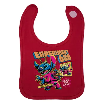 Stitch Experiment 626, Σαλιάρα με Σκρατς Κόκκινη 100% Organic Cotton (0-18 months)