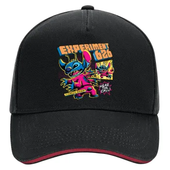 Stitch Experiment 626, DRILL Adult Ultimate Hat BLACK/RED, (100% COTTON, ADULT, UNISEX, ONE SIZE)