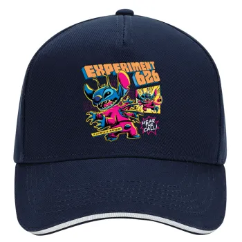 Stitch Experiment 626, DRILL Adult Ultimate Hat BLUE/WHITE, (100% COTTON, ADULT, UNISEX, ONE SIZE)