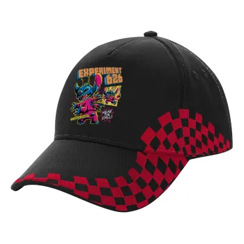 Stitch Experiment 626, Adult Cap RACING Ultimate Black/Red, (100% COTTON DRILL, ADULT, UNISEX, ONE SIZE)