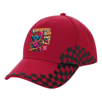 Stitch Experiment 626, Adult Cap RACING Ultimate Red/Black, (100% COTTON DRILL, ADULT, UNISEX, ONE SIZE ADULT)