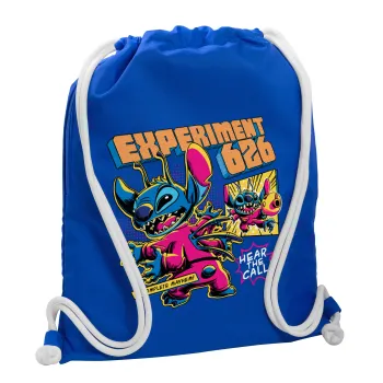 Stitch Experiment 626, Τσάντα πλάτης πουγκί GYMBAG Μπλε, με τσέπη (40x48cm) & χονδρά κορδόνια
