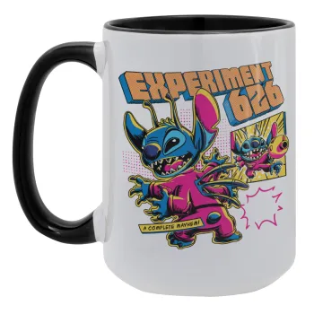 Stitch Experiment 626, Κούπα Mega 15oz, κεραμική Μαύρη, 450ml