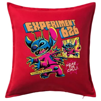 Stitch Experiment 626, Μαξιλάρι καναπέ Κόκκινο 100% βαμβάκι, περιέχεται το γέμισμα (50x50cm)