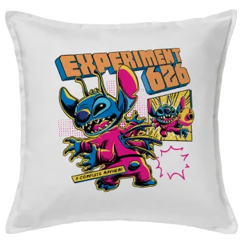 Stitch Experiment 626, Μαξιλάρι καναπέ ΛΕΥΚΟ 100% βαμβάκι, περιέχεται το γέμισμα (50x50cm)