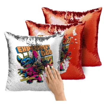 Stitch Experiment 626, Μαξιλάρι καναπέ Μαγικό Κόκκινο με πούλιες 40x40cm περιέχεται το γέμισμα