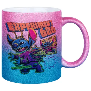 Stitch Experiment 626, Κούπα Χρυσή/Μπλε Glitter, κεραμική, 330ml