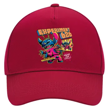 Stitch Experiment 626, Adult Ultimate Hat RED, (100% COTTON DRILL, ADULT, UNISEX, ONE SIZE)