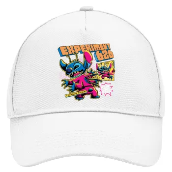 Stitch Experiment 626, Adult Baseball Cap, Drill, White (100% COTTON, ADULT, UNISEX, ONE SIZE)