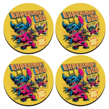 Stitch Experiment 626, ΣΕΤ 4 Σουβέρ ξύλινα στρογγυλά (9cm)