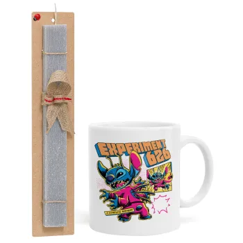 Stitch Experiment 626, Easter Set, Ceramic Cup (330ml) & Easter aromatic flat candle (30cm) (GRAY)